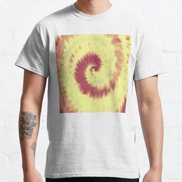 Colorful Swirl in Pink & Yellow Shades Pattern 61 Tasarım Baskılı Tişört (bol kalıp t-shirt)