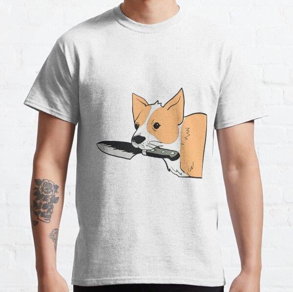 Corgi Knife Tasarım Baskılı Tişört (Rahat Kalıp T-shirt)