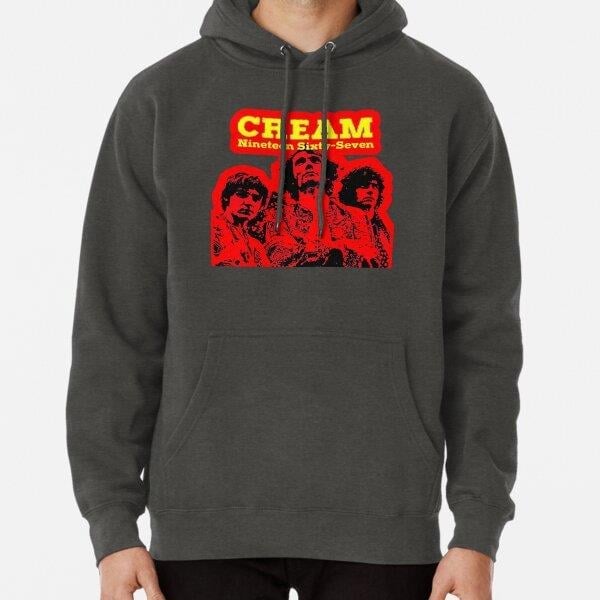 Cream Band Tasarım Baskılı Kapşonlu Sweatshirt
