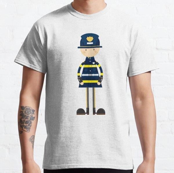 Cute Cartoon Fireman Tasarım Baskılı T-Shirt (Bol kalıp tişört)