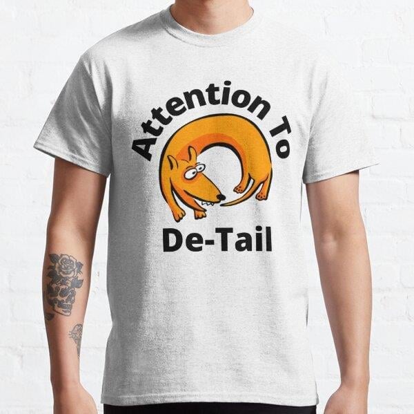Cute Dog Chasing it's tail, Attention to de-tail Tasarım Baskılı Tişört (Rahat Kalıp T-shirt)