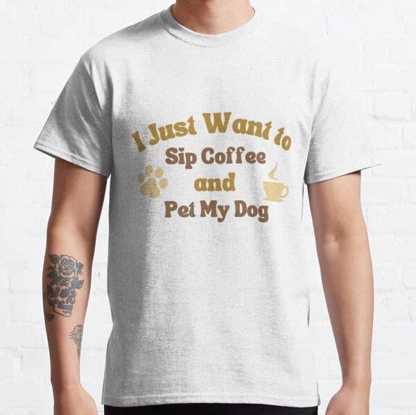 Cute Dog Lover Gift For Dog And Coffee Enthusiasts Tasarım Baskılı Tişört (Rahat Kalıp T-shirt)