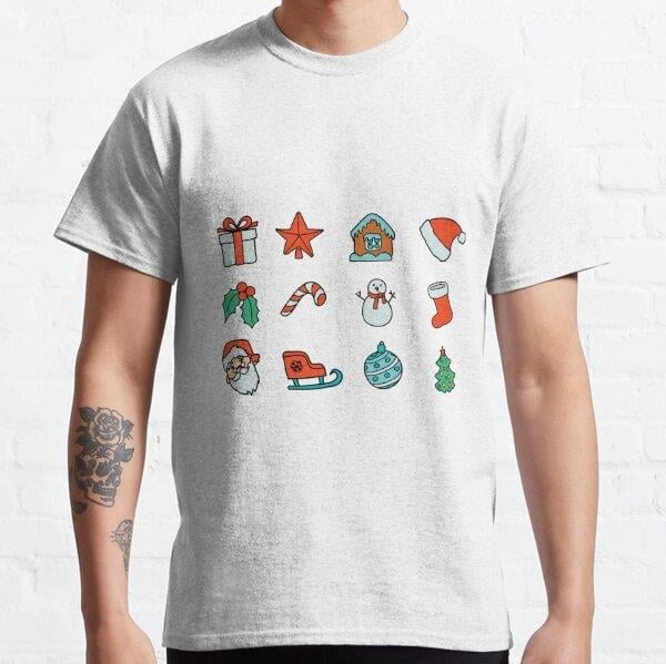 Cute Xmas patterns Tasarım Baskılı Tişört (bol kalıp t-shirt)