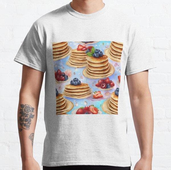 Delicious Colorful Pancake Pattern Tasarım Baskılı Tişört (bol kalıp t-shirt)