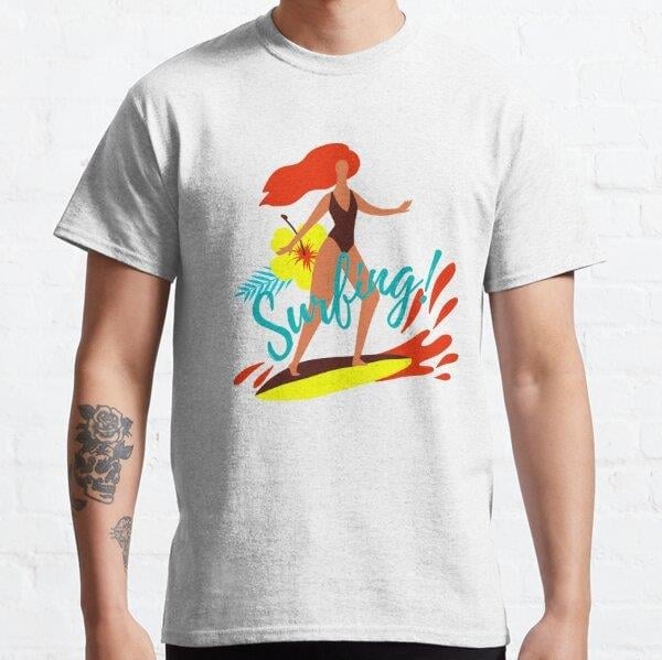 Design COLORFUL SURFING FAN OF SURFING Tasarım Baskılı Tişört (Bol kesim t-shirt)