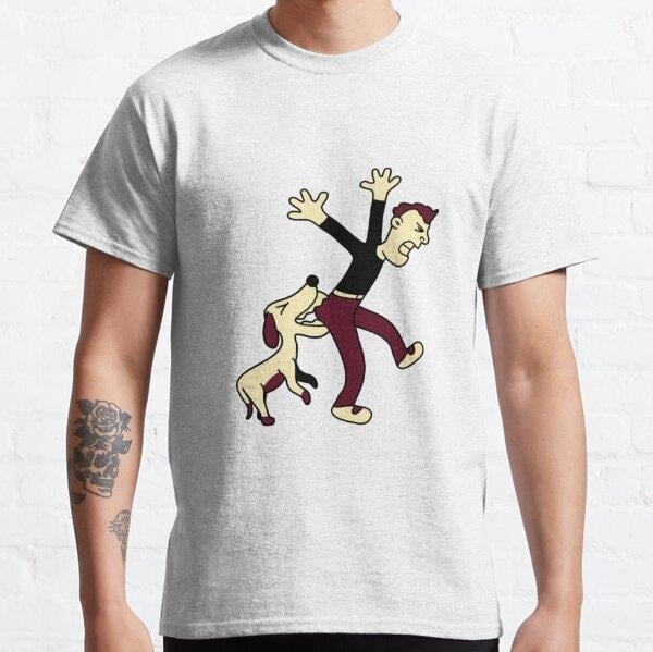 Dog Bites Man In The Ass Tasarım Baskılı Tişört (Bol kesim t-shirt)