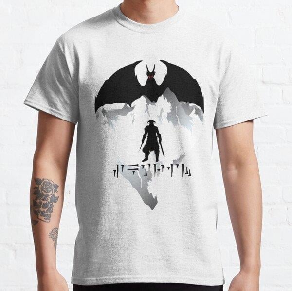 Dovahkiin Tasarım Baskılı Unisex Tişört (Bol kalıp t-shirt)