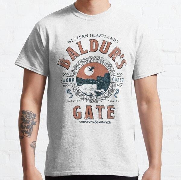 Dungeons & Dragons Baldurs Gate Tasarım Baskılı Unisex Tişört (Bol kalıp t-shirt)