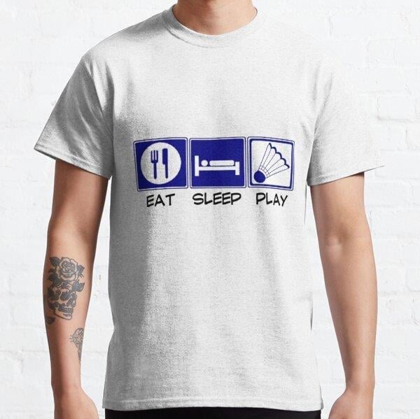 Eat, Sleep, Play Badminton Tasarım Baskılı Tişört (Bol kesim t-shirt)
