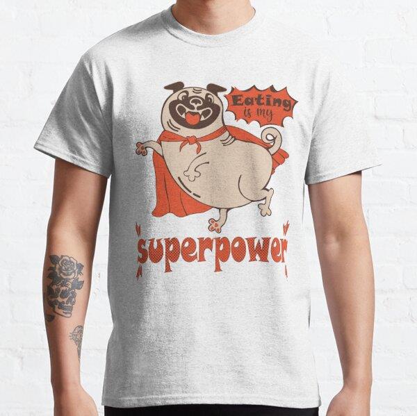 Eating is my superpower red cloak pug Tasarım Baskılı Tişört (bol kalıp t-shirt)