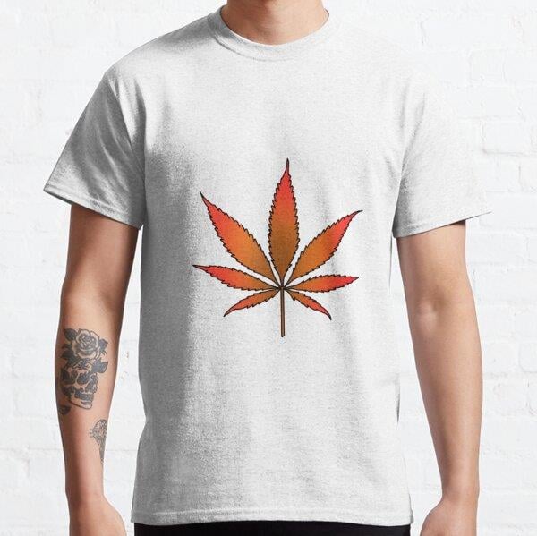Fall Cannabis/Weed Symbol  Tasarım Baskılı Tişört (Rahat kalıp t-shirt)