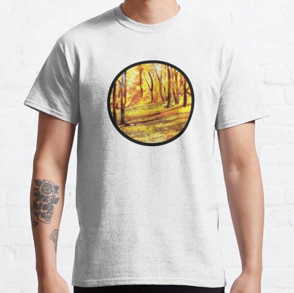 Fall Forest Landscape Tasarım Baskılı Tişört (Rahat kalıp t-shirt)