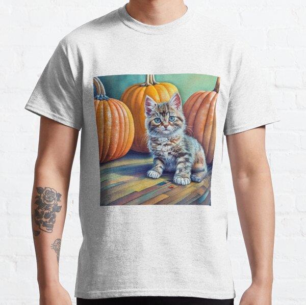Fall Kitten Tasarım Baskılı Tişört (Rahat kalıp t-shirt)