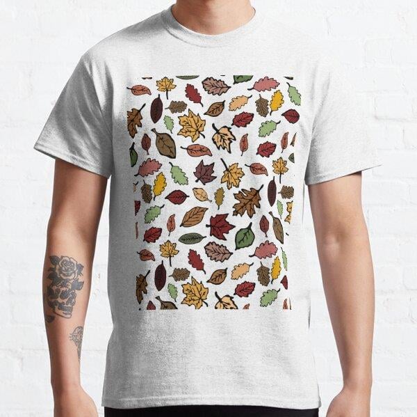 Fall Leaves Tasarım Baskılı Tişört (Rahat kalıp t-shirt)