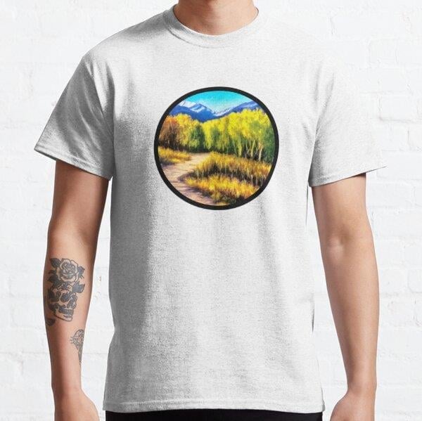 Fall Mountain Landscape Tasarım Baskılı Tişört (Rahat kalıp t-shirt)