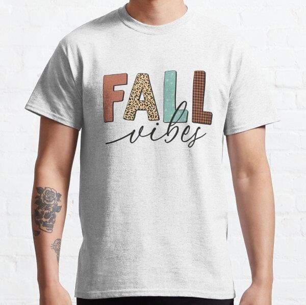 FALL vibes Tasarım Baskılı Tişört (Rahat kalıp t-shirt)