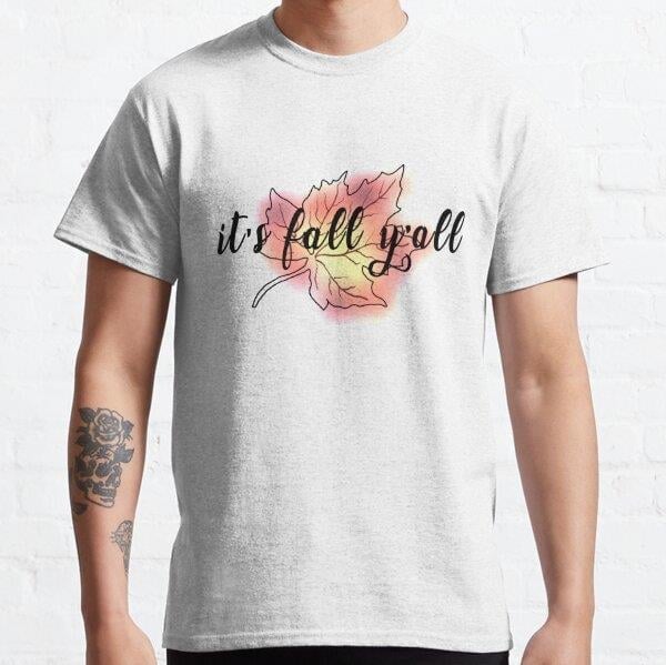Fall Y'all Tasarım Baskılı Tişört (Rahat kalıp t-shirt)