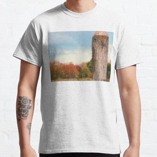 Fall/Autumn Country Silo Tasarım Baskılı Tişört (Rahat kalıp t-shirt)