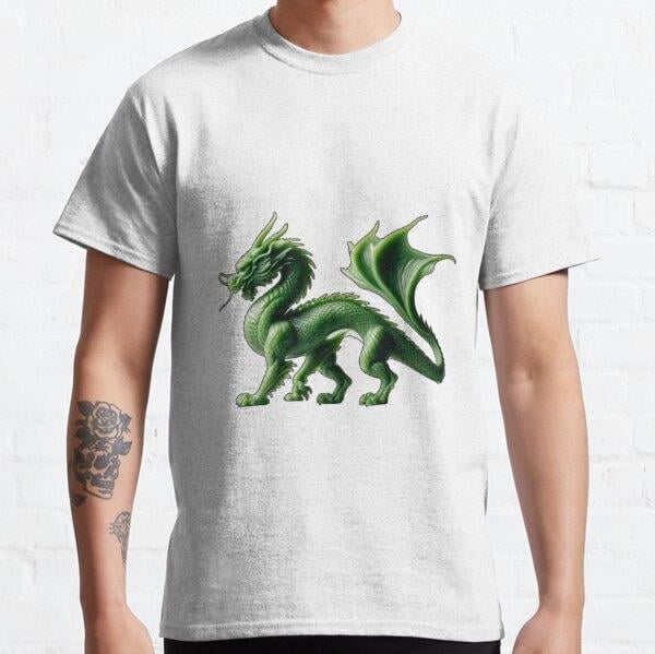 Fan-Tailed Big-Box-Store Shelf-Dragon Tasarım Baskılı Tişört (Bol kesim t-shirt)