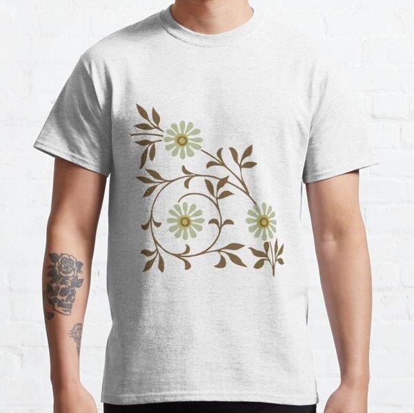 Floral Pattern Tasarım Baskılı Tişört (bol kalıp t-shirt)