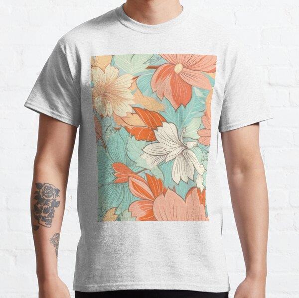 Flourishing Petals Floral Patterns Tasarım Baskılı Tişört (bol kalıp t-shirt)