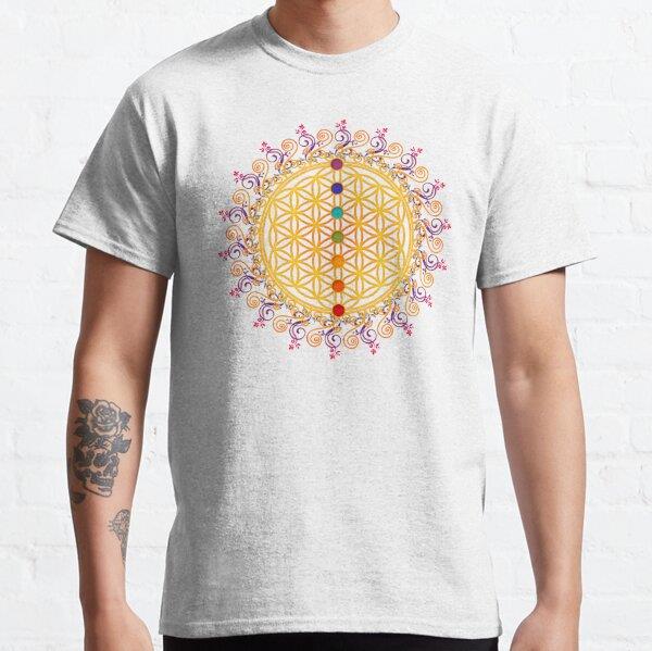 FLOWER OF LIFE, CHAKRAS, SPIRITUALITY, YOGA, ZEN, Tasarım Baskılı T-Shirt (bol kalıp tişört)