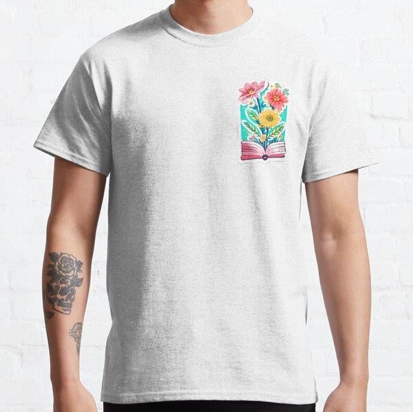 flowers growing from book Tasarım Baskılı Tişört (Bol kesim t-shirt)