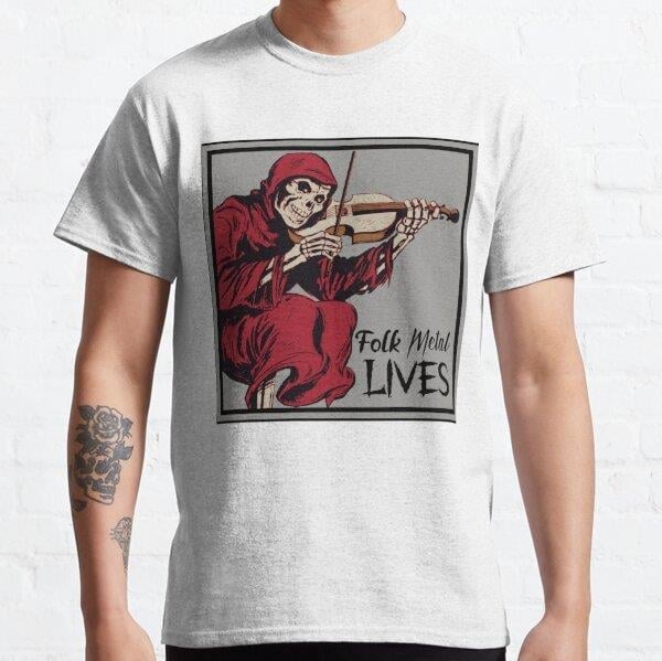 Folk Metal Lives, Funny Metal and Hard Rock design  Tasarım Baskılı Tişört (Bol kalıp t-shirt)