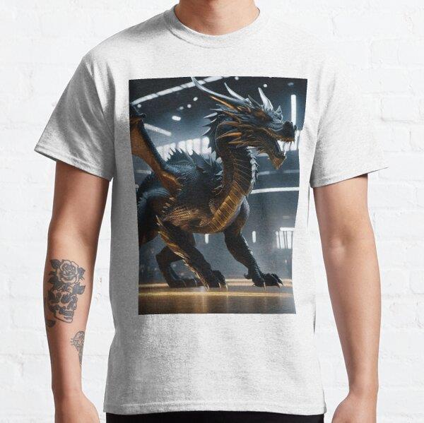 Framed Black Dragon in a Warehouse Tasarım Baskılı Tişört (Bol kesim t-shirt)