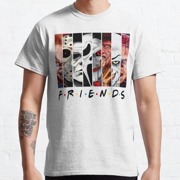 Funny Horror Friends Scary Movies Halloween Tasarım Baskılı Tişört (Bol kalıp t-shirt)