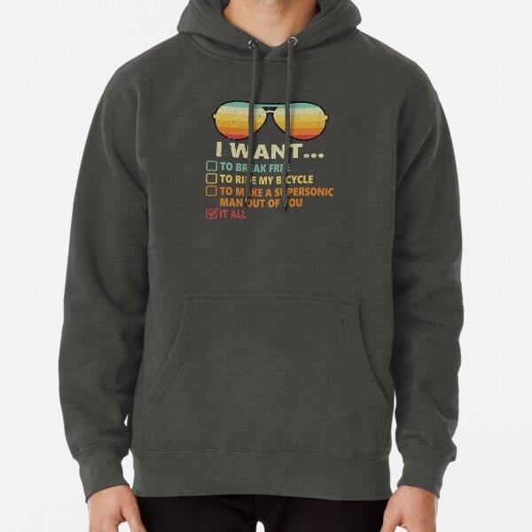 Funny Music lover Gift Bicycle Costume I Want It All Tasarım Baskılı Kapşonlu Sweatshirt
