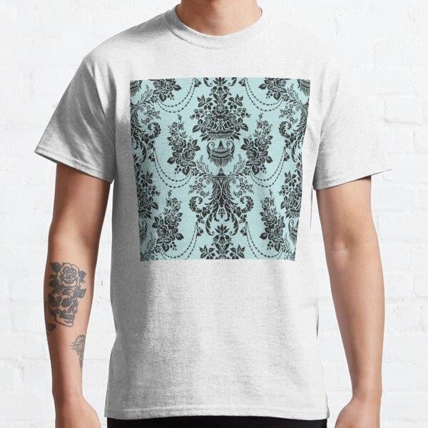 Geometric Blue & Bblack Damask Abstract Beautiful Vintage Pattern Art Design Tasarım Baskılı Tişört (bol kalıp t-shirt)