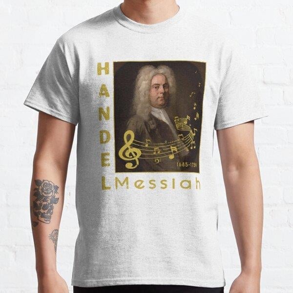George Frideric Handel, music icon, classical composer Tasarım Baskılı Tişört (Bol kalıp t-shirt)