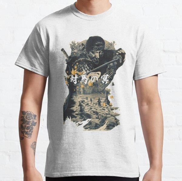 Ghost Samurai of Tsushima Jin Sakai Tasarım Baskılı Unisex Tişört (Bol kalıp t-shirt)