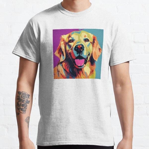 Golden Retriever pop style Tasarım Baskılı Tişört (Rahat Kalıp T-shirt)