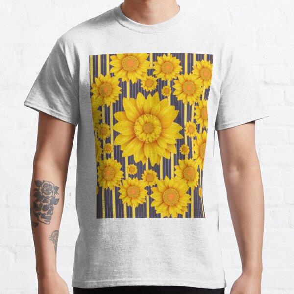 GOLDEN SUNFLOWERS ABSTRACT PATTERNS BLACK ART Tasarım Baskılı Tişört (bol kalıp t-shirt)
