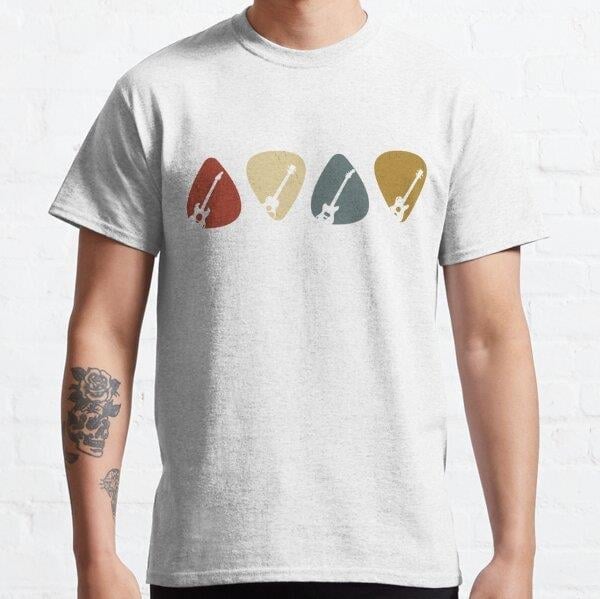 Guitar Pick Gift For Guitarist Retro Vintage T-Shirt Tasarım Baskılı Tişört (Bol kalıp t-shirt)
