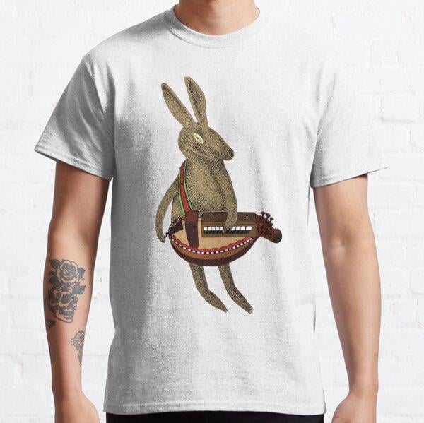 H is for Hare playing the Hurdy-Gurdy Tasarım Baskılı Tişört (Bol kalıp t-shirt)