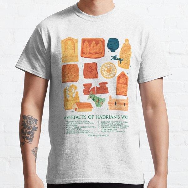 Hadrians Wall Illustrated Map Tasarım Baskılı T-Shirt (bol kalıp tişört)