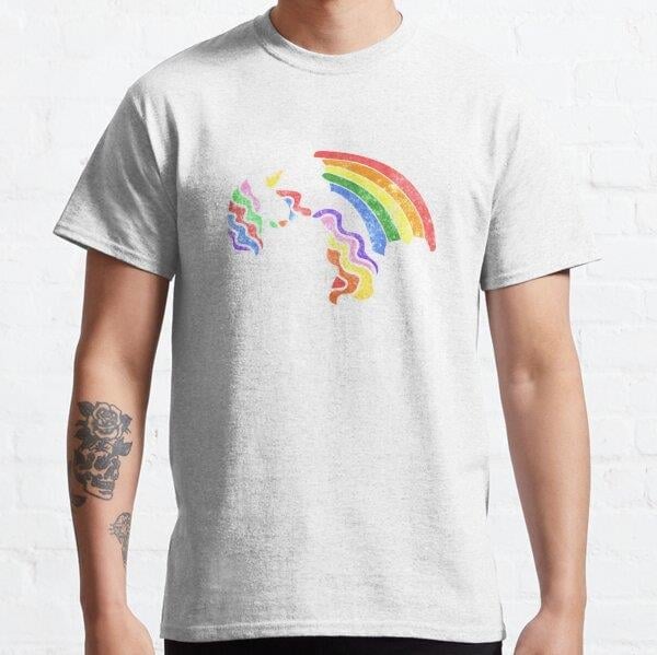 Hail Satan Retro Rainbow Unicorn Tasarım Baskılı Tişört (Bol kesim t-shirt)