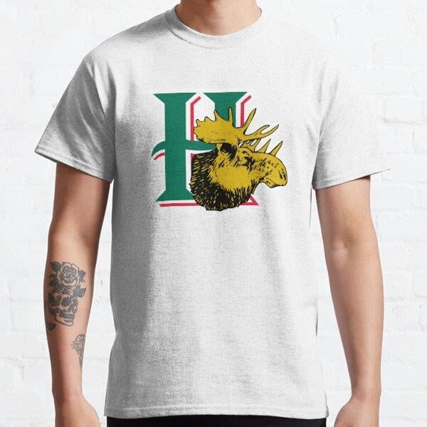 Halifax Mooseheads Tasarım Baskılı Unisex Tişört (Bol kalıp t-shirt)