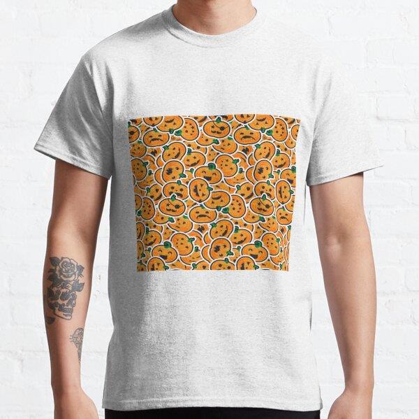 halloween Pumpkin seamless patterns - Halloween Seamless Patterns Tasarım Baskılı Tişört (bol kalıp t-shirt)