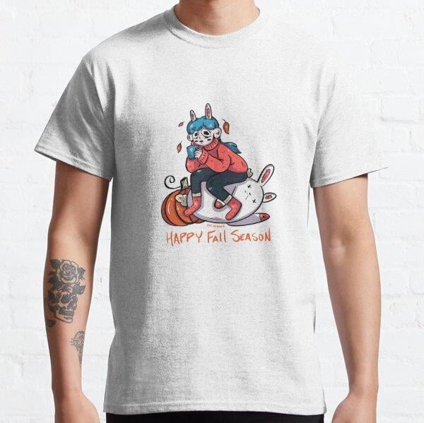 Happy Fall From Rinrabbitt Tasarım Baskılı Tişört (Rahat kalıp t-shirt)