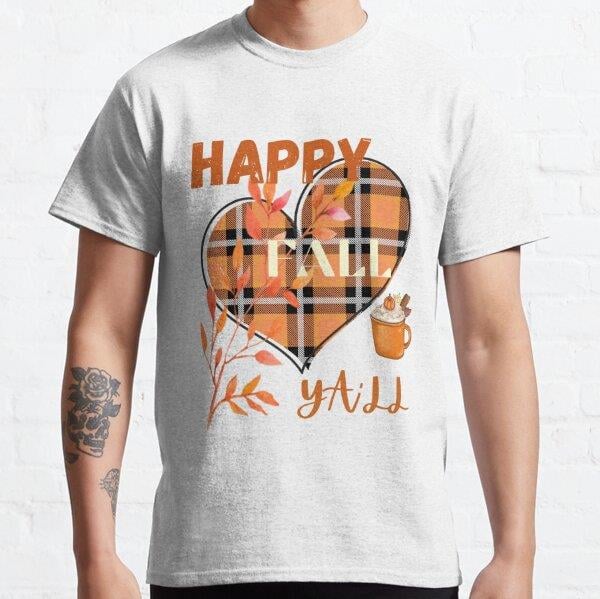 Happy fall yall Tasarım Baskılı Tişört (Rahat kalıp t-shirt)