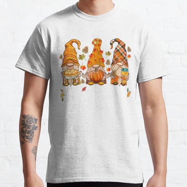 Happy Fall Y'all Gnome Pumpkin Truck Autumn Thanksgiving Tasarım Baskılı Tişört (Rahat kalıp t-shirt)