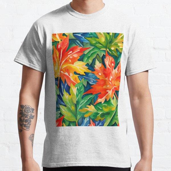 Hello Autumn, Autumn Leaves - Fall Leaves Tasarım Baskılı Tişört (Rahat kalıp t-shirt)