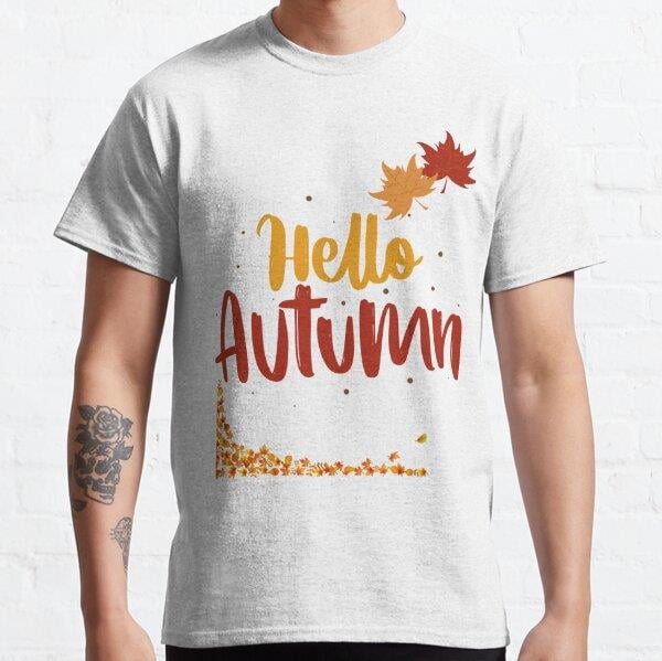 Hello Autumn Tasarım Baskılı Tişört (Rahat kalıp t-shirt)