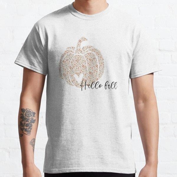 Hello fall cute patterned pumpkin with heart Neutral trendy Tasarım Baskılı Tişört (Rahat kalıp t-shirt)