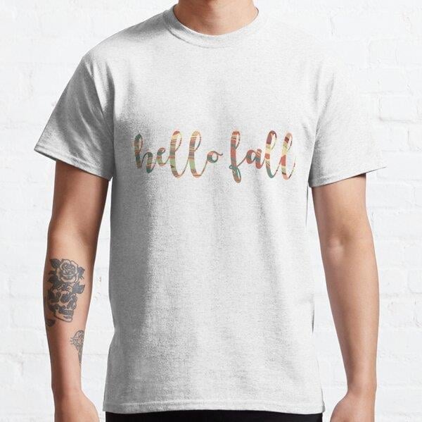 Hello fall marble swirl Tasarım Baskılı Tişört (Rahat kalıp t-shirt)