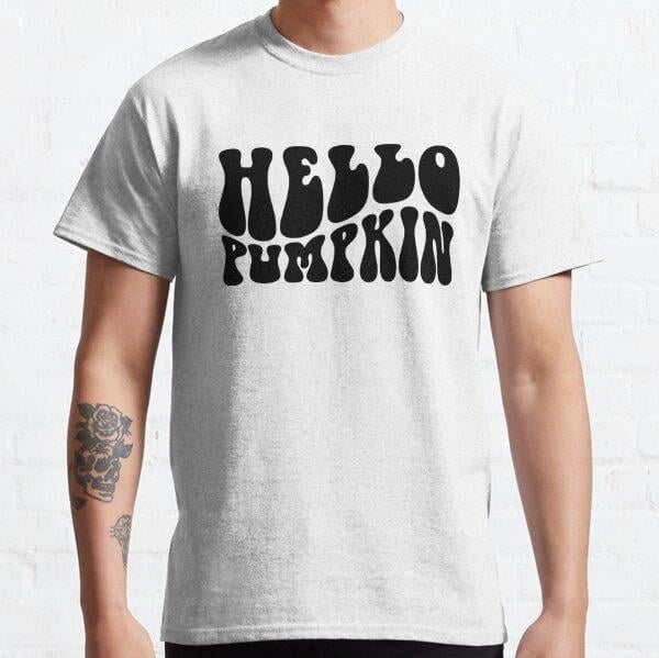 Hello Pumpkin Tasarım Baskılı Tişört (Rahat kalıp t-shirt)